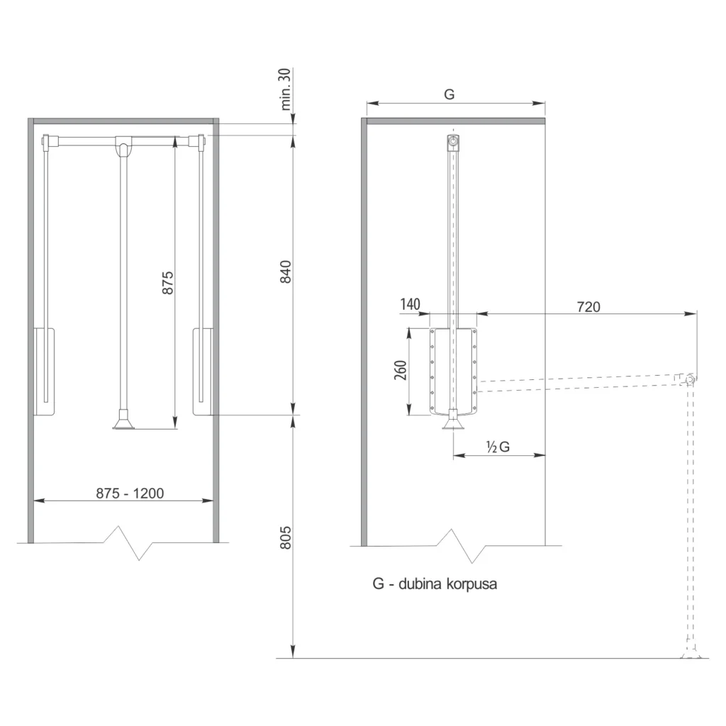 UP lifter 87.5-120cm antracit – GTV