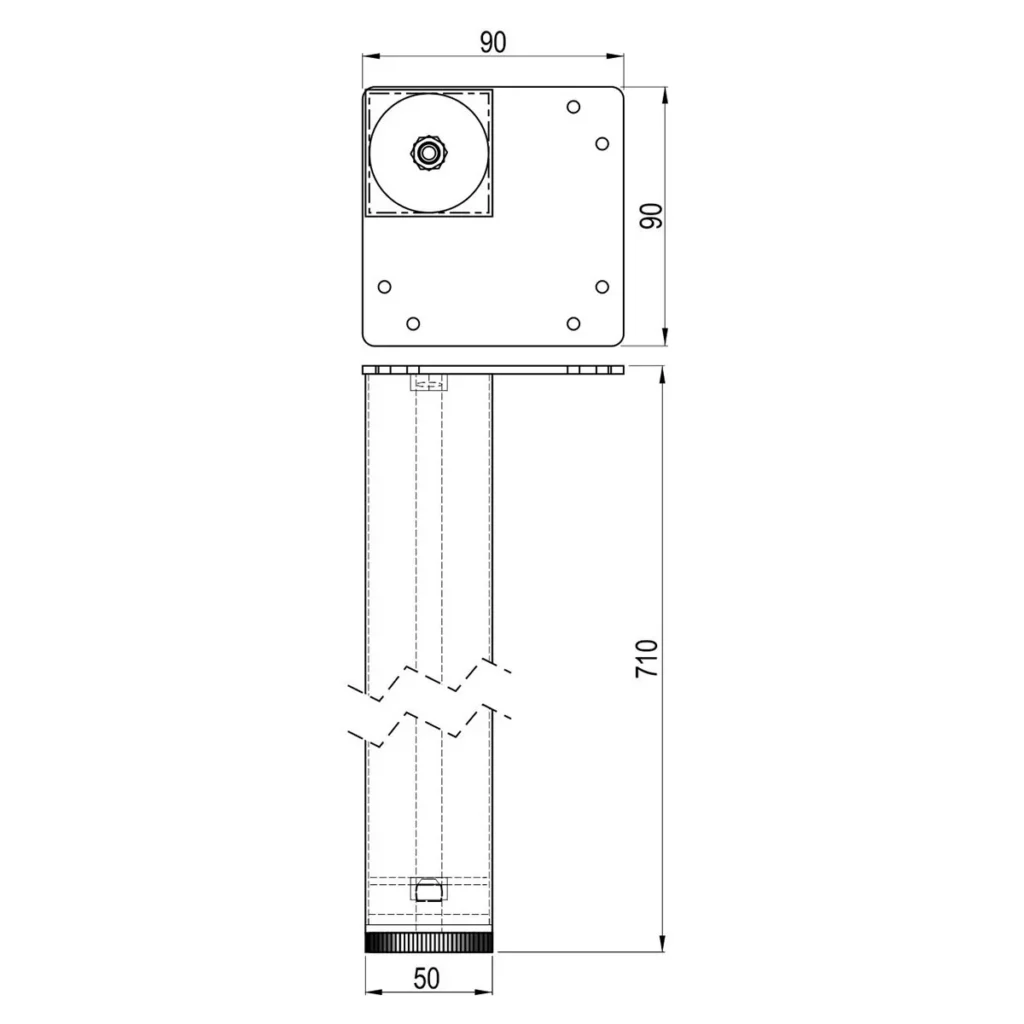 ON STO Noga 50x50x710 crna KAP