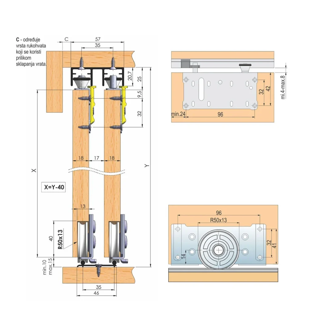 SM 80 gornja 2k šina AL SM