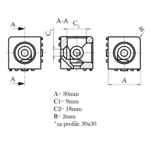 SIGMA kocka 3 kraka-30x30zamak