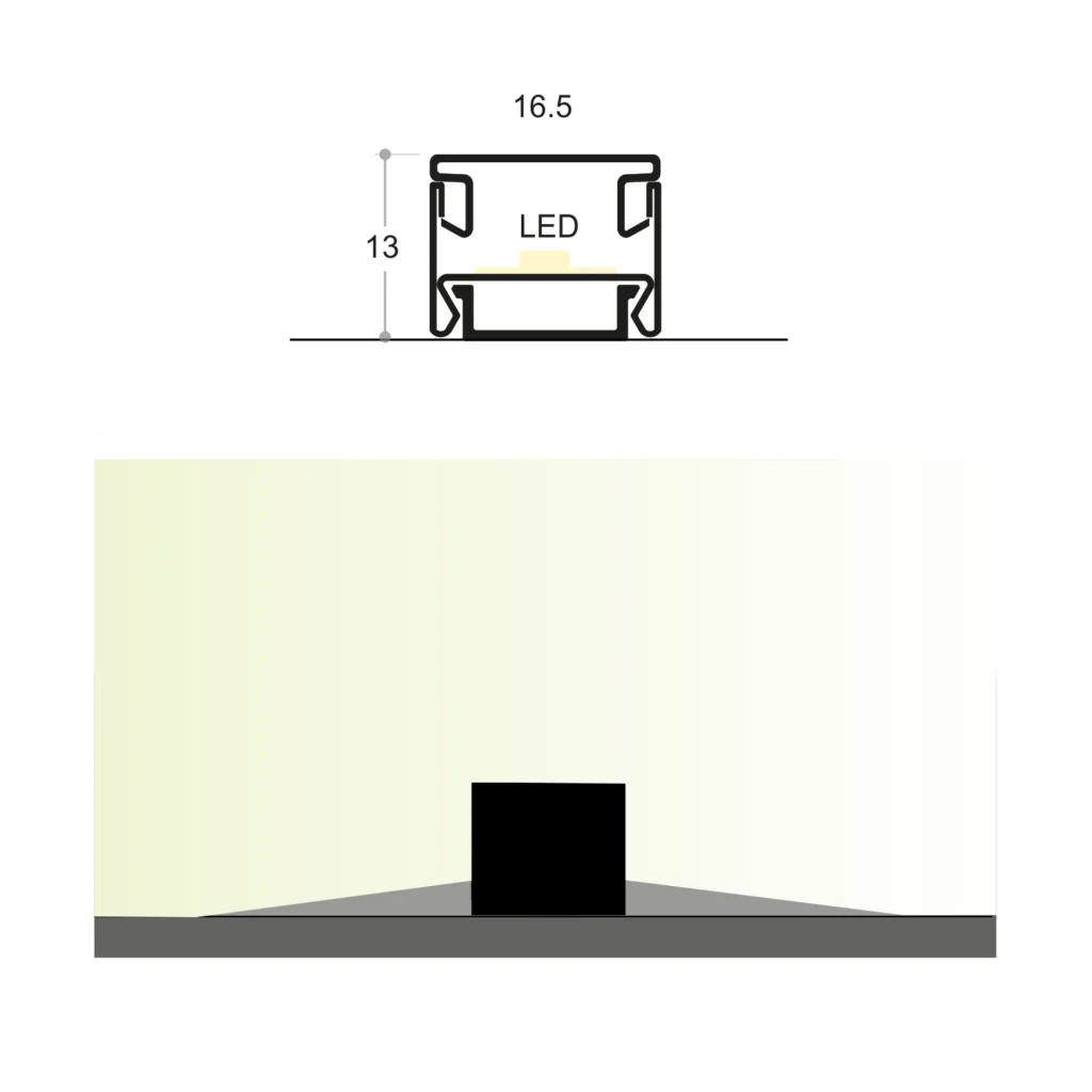 LED N WIND al.profil 3m crna