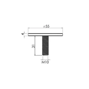 OD E Inox čep d=55mm-staklo4mm