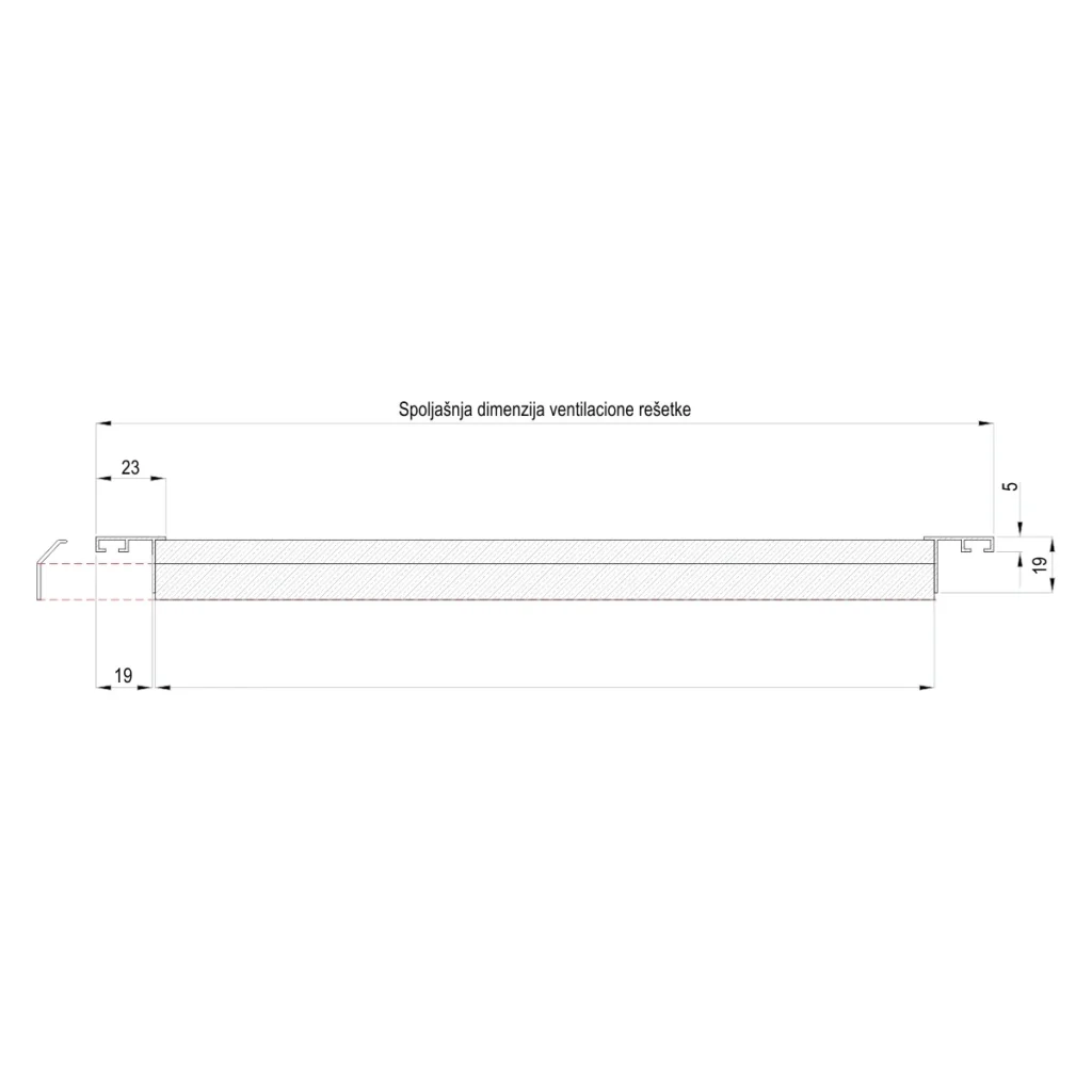 Ventilaciona rešetka plitka – na meru