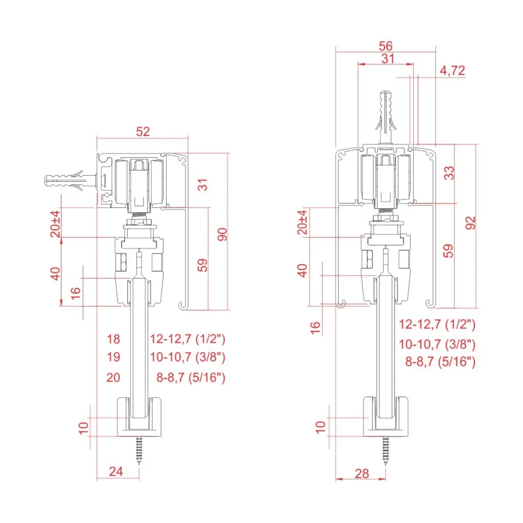 Vetro 40 klampe za staklo 8mm