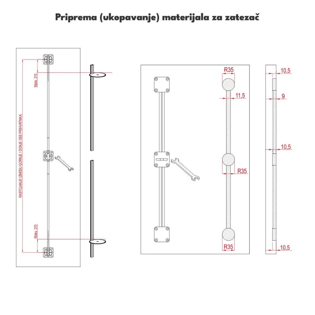 TS-594 zatezač vrata 220-245cm