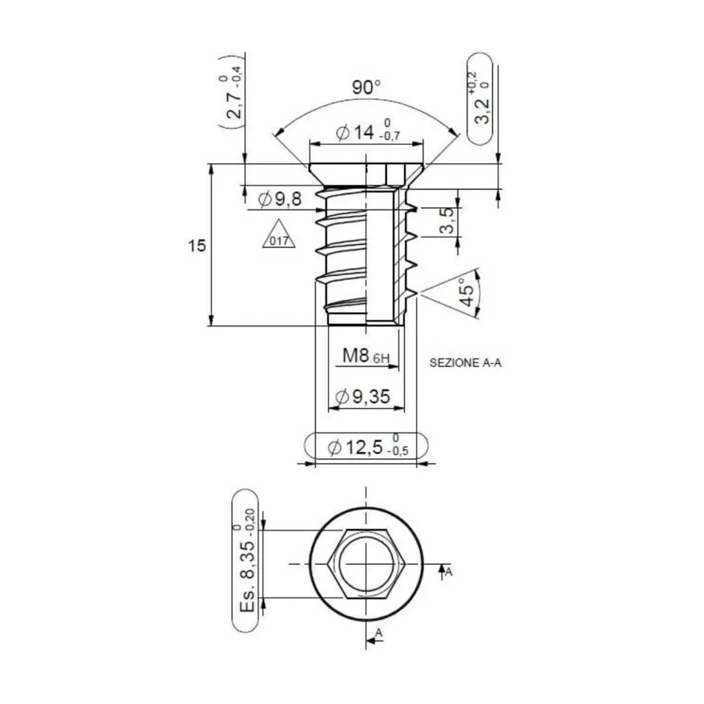 NIV Unit matica M8x15mm SISO