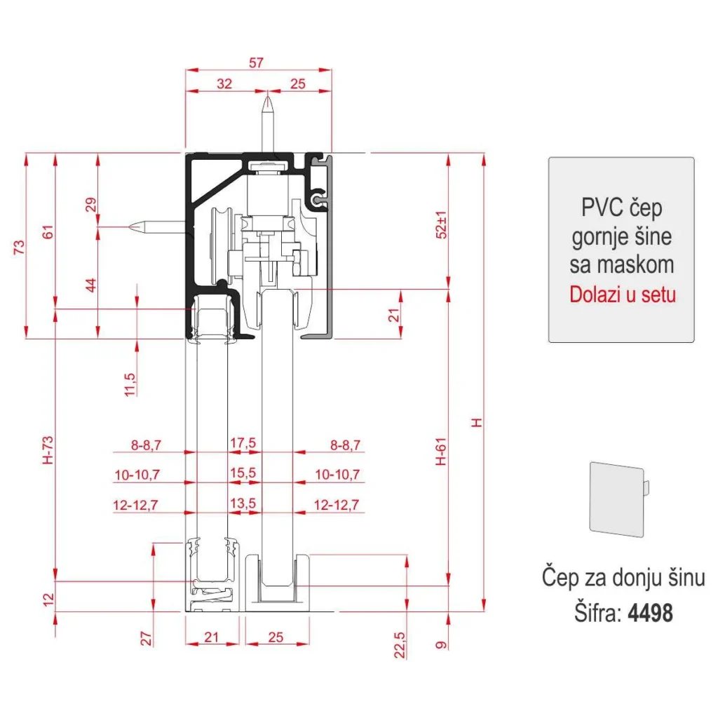PVS SV gornja šina AL TS