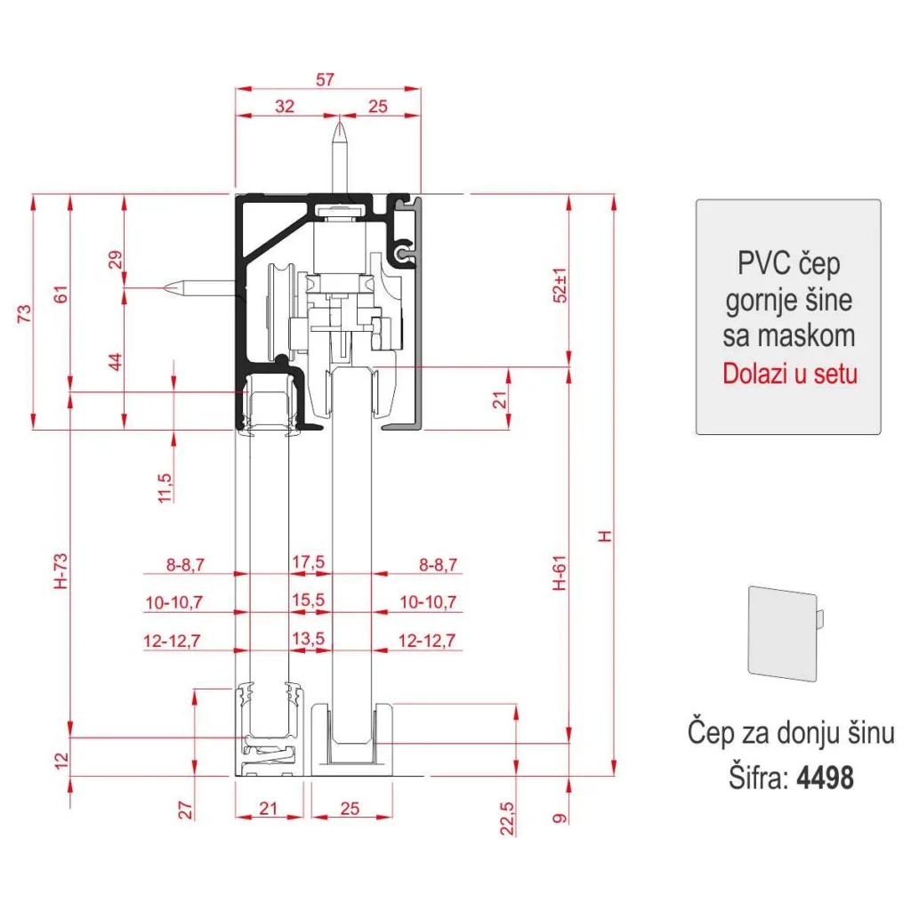 PVS SV maska gornje šine AL TS