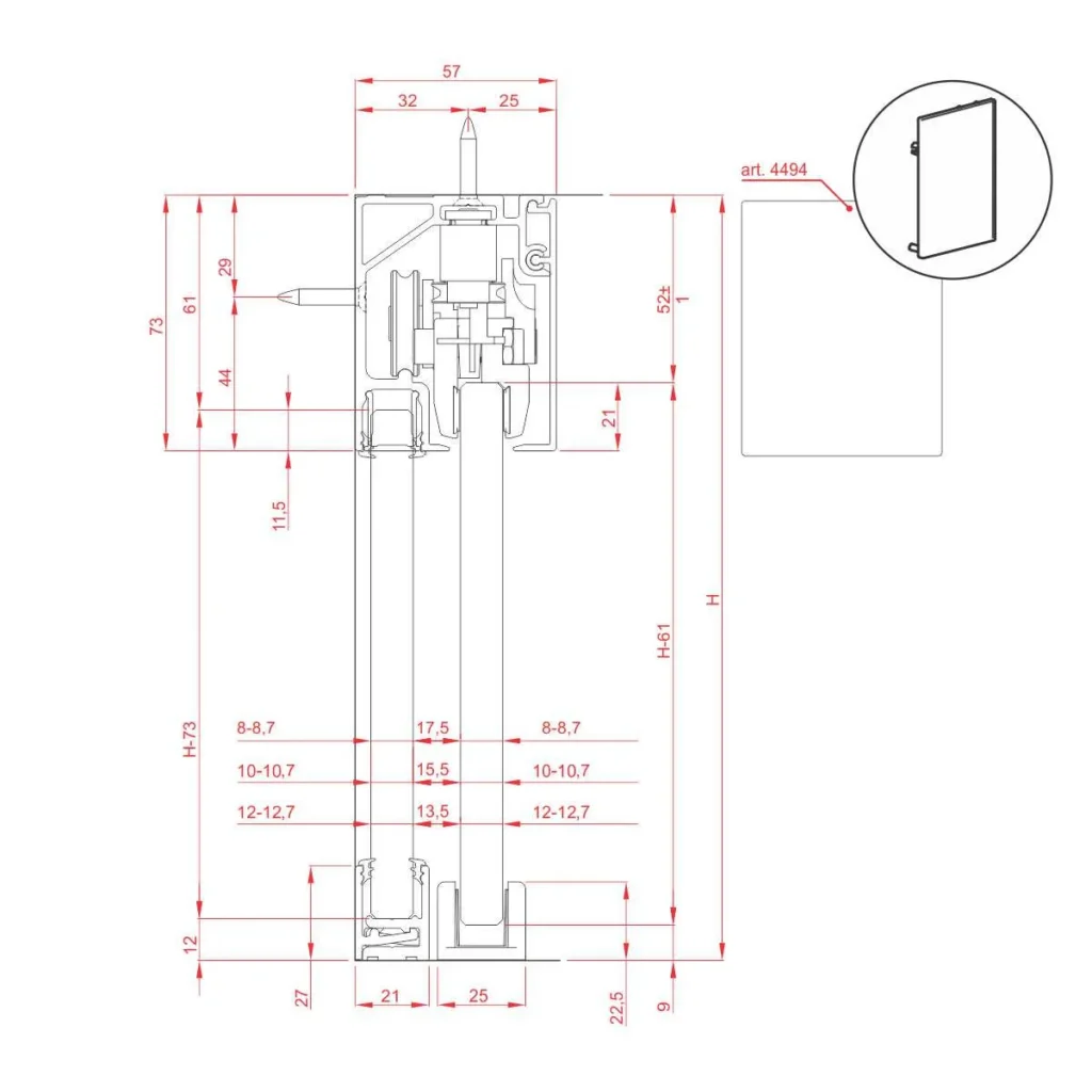 PVS SV PVC čep za gornju šinu