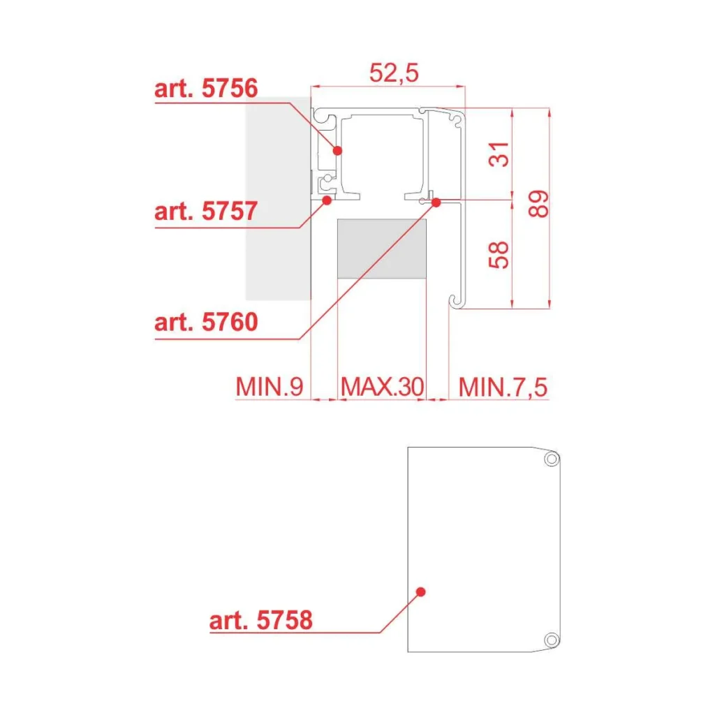 Gornja šina TS-1700 PVD/PVS