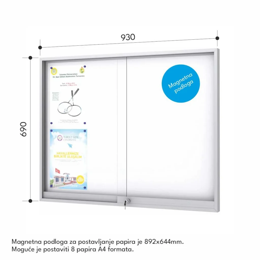REK oglasna tabla sa stakl. vratima 93x69cm