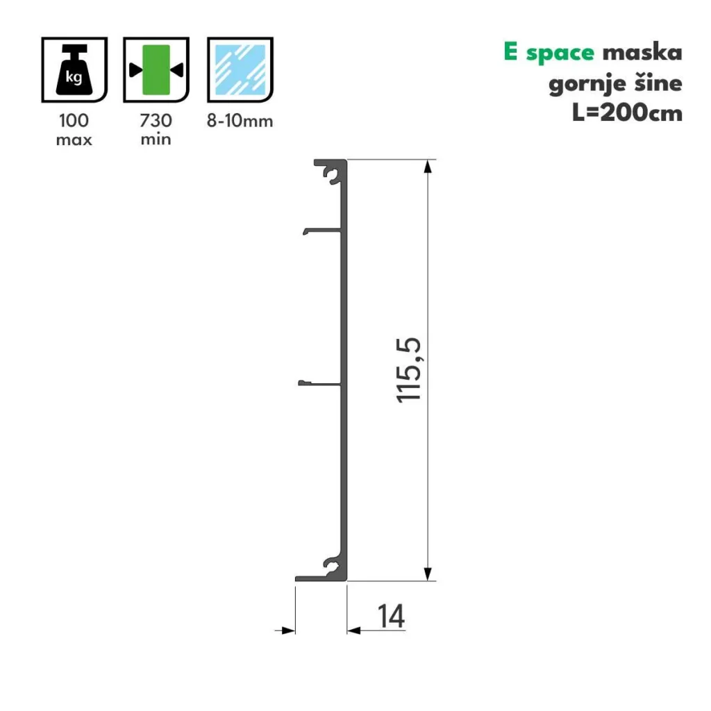 E Space maska g. šine 200cm