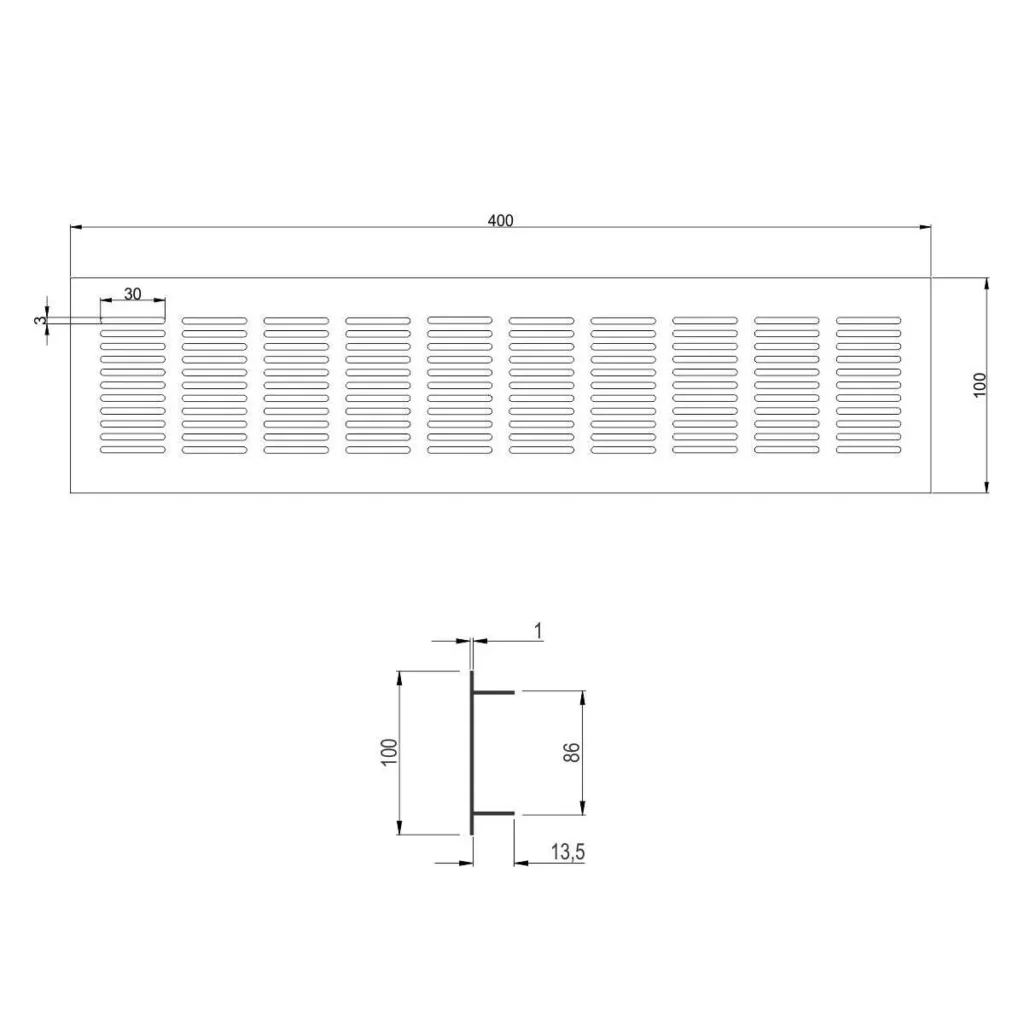 Vent. rešetka AL T 10×40 BELA
