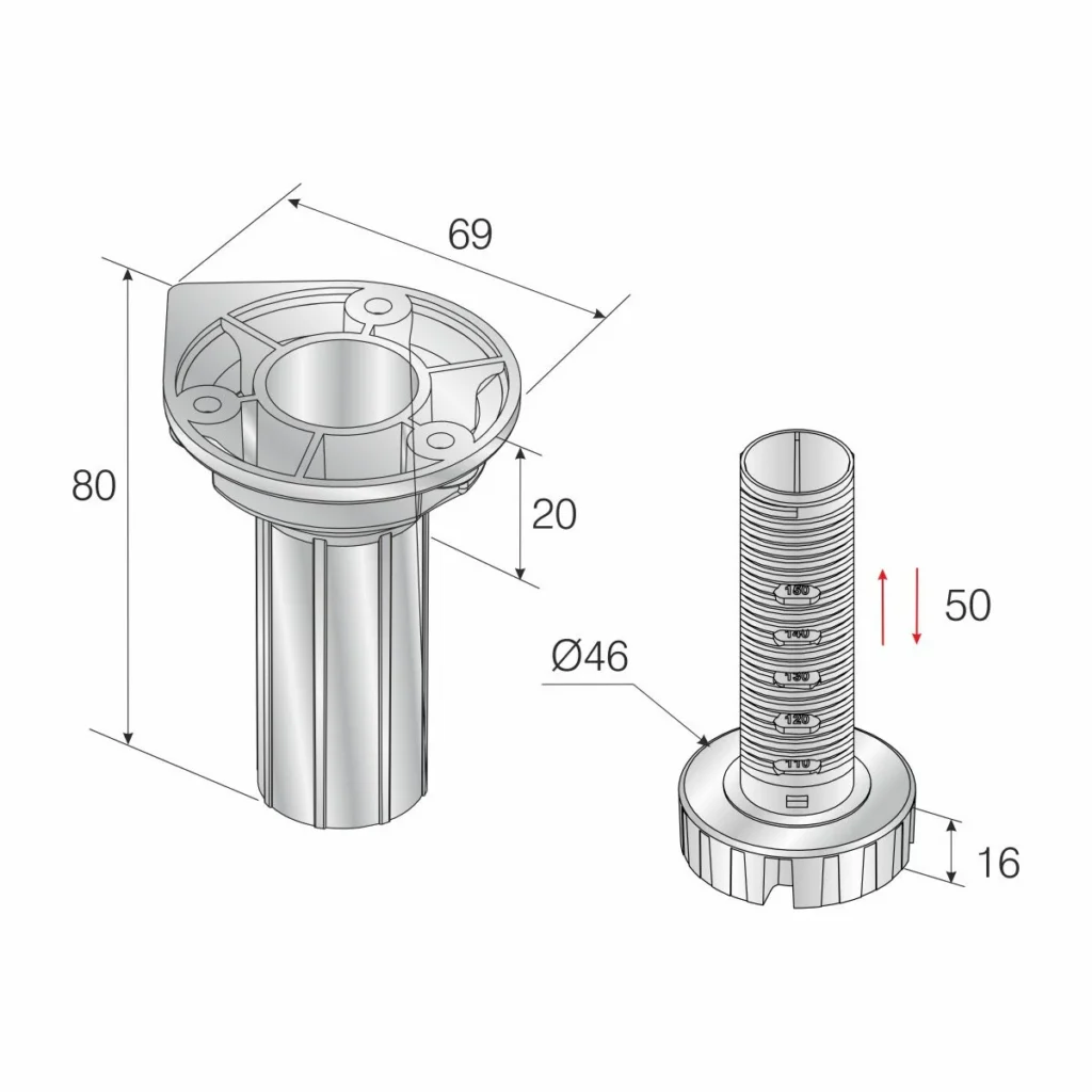 ON   Noga ABS 10-15cm crna MS