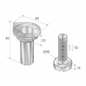 ON   Noga ABS 10-15cm crna MS