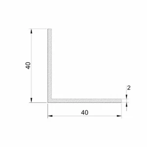 Al profil L 40x40x2,0mm sirovi