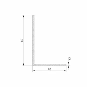 Al profil L 60x40x2,0mm sirovi