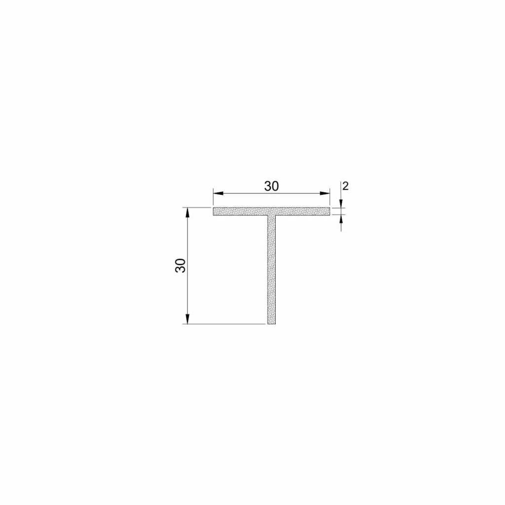 Al profil T 30x30x2,0mm sirovi