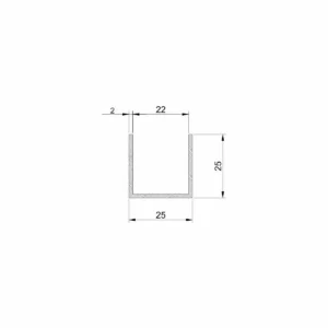 Al profil U 25x25x25x2,0mm sir