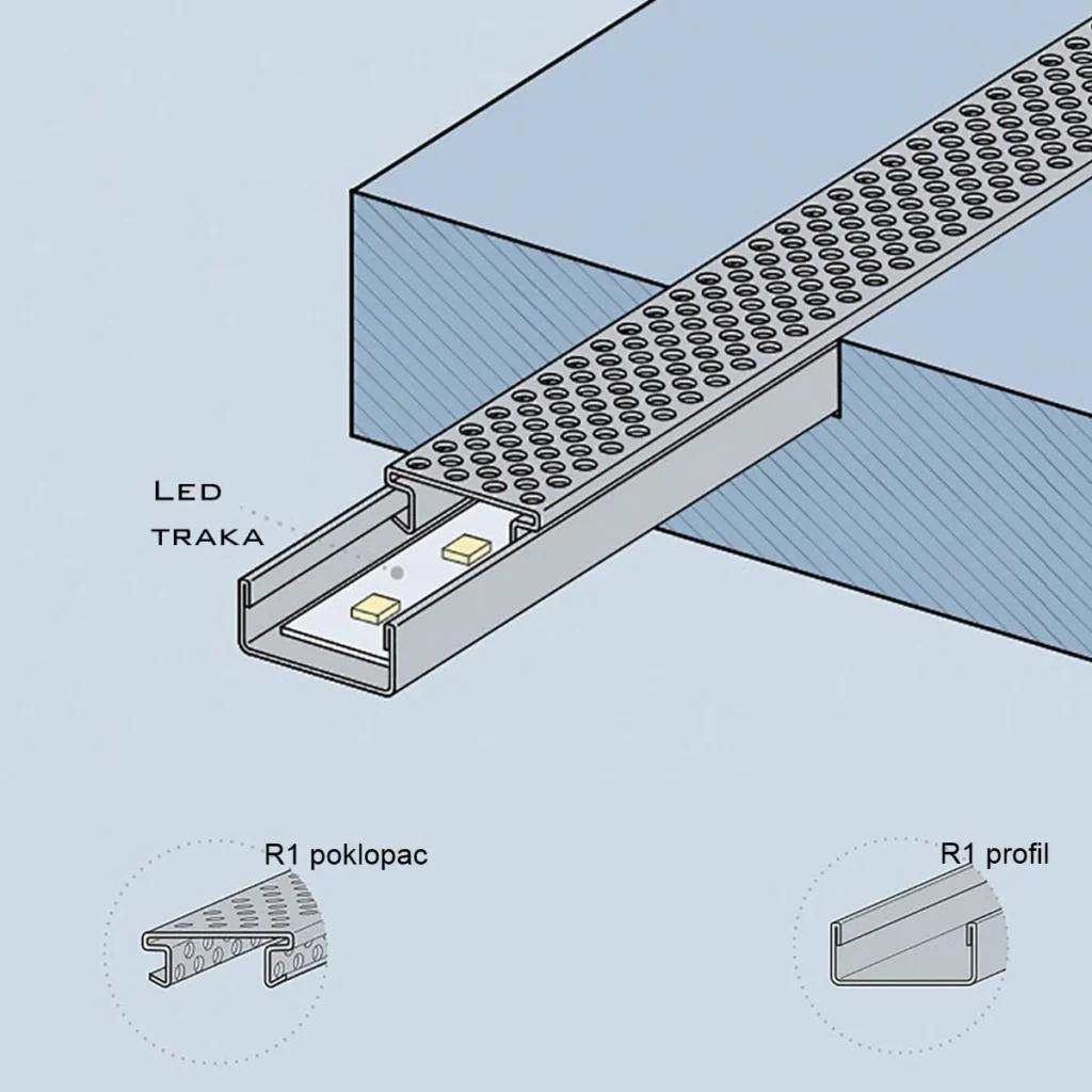 LED pokl.E1-WIND-R1 3m crni