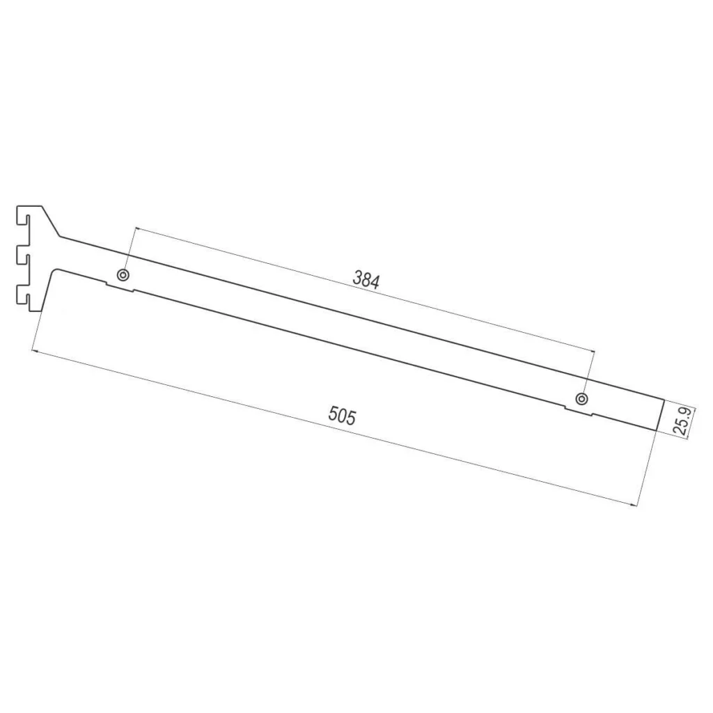 WI nosač police kosi L=500mm H25