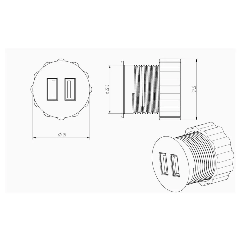 OR rozetna USB d=35 okrugla SI