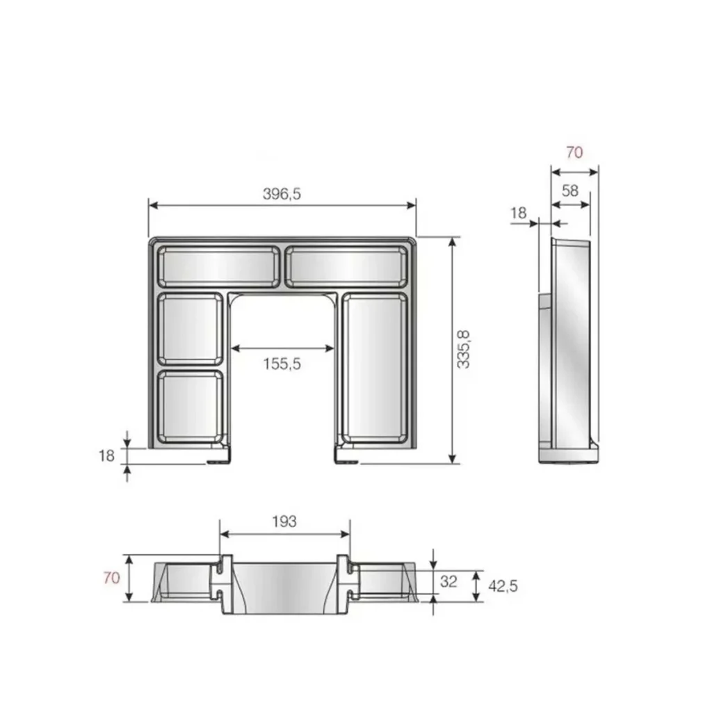 OKL E sifon ladica 70mm bela