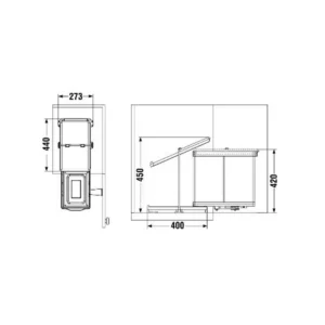 OG korpa za smeće 20l+1l BL