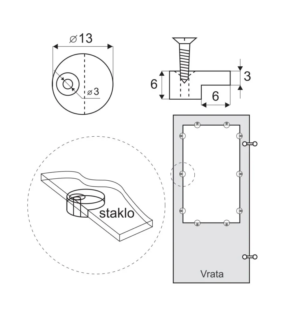 SI držač stakla na frontu