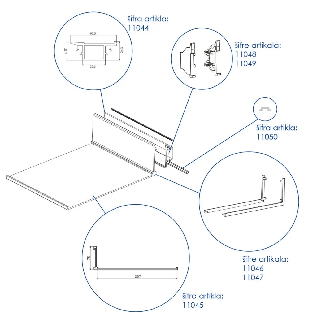 ONP LED profil za policu 257mm