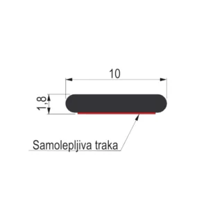FLAH 10×1,8 profil 3m AL crna