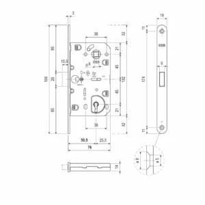KV magnetna brava Mediana Polaris XT ključ CRNA