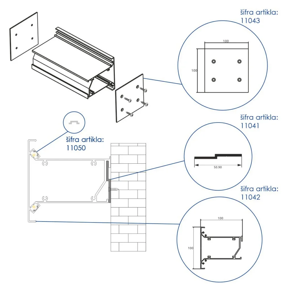 ONP LED polica mala zidni prof
