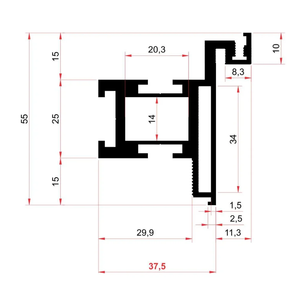 Profil za skriveni štok CR 6.20m AL