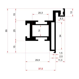 Profil za skriveni štok sirovi 5.65m AL