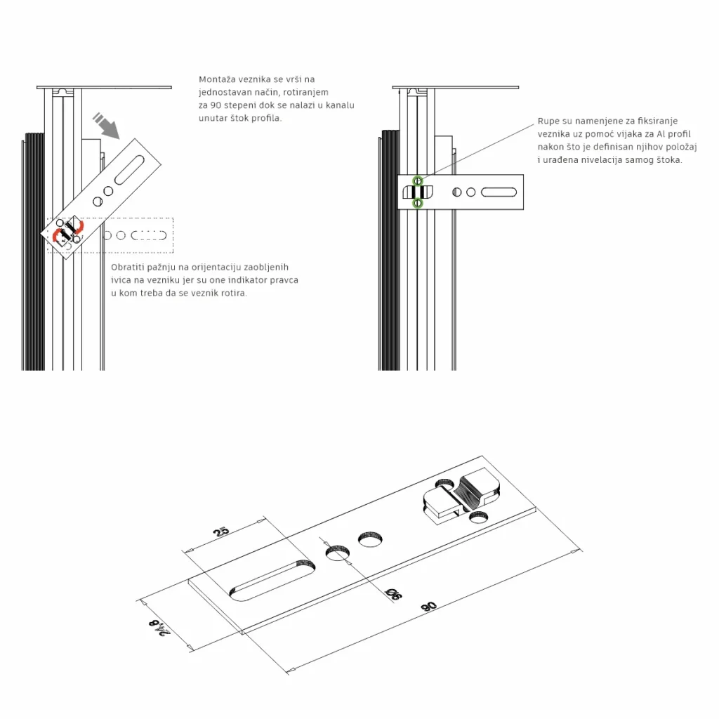 VŠ štok skriveni 55mm žabica
