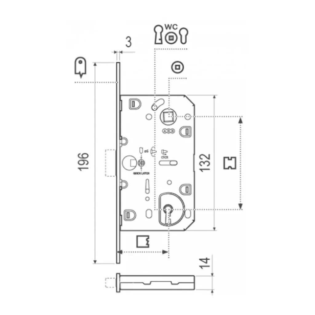 KV magnetna brava Mediana Polaris XT WC CRNA