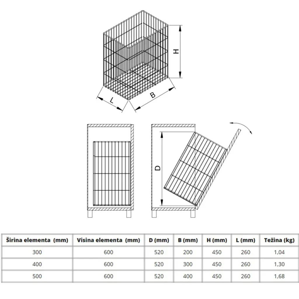 OŽE žič.korpa za veš 500/M MO