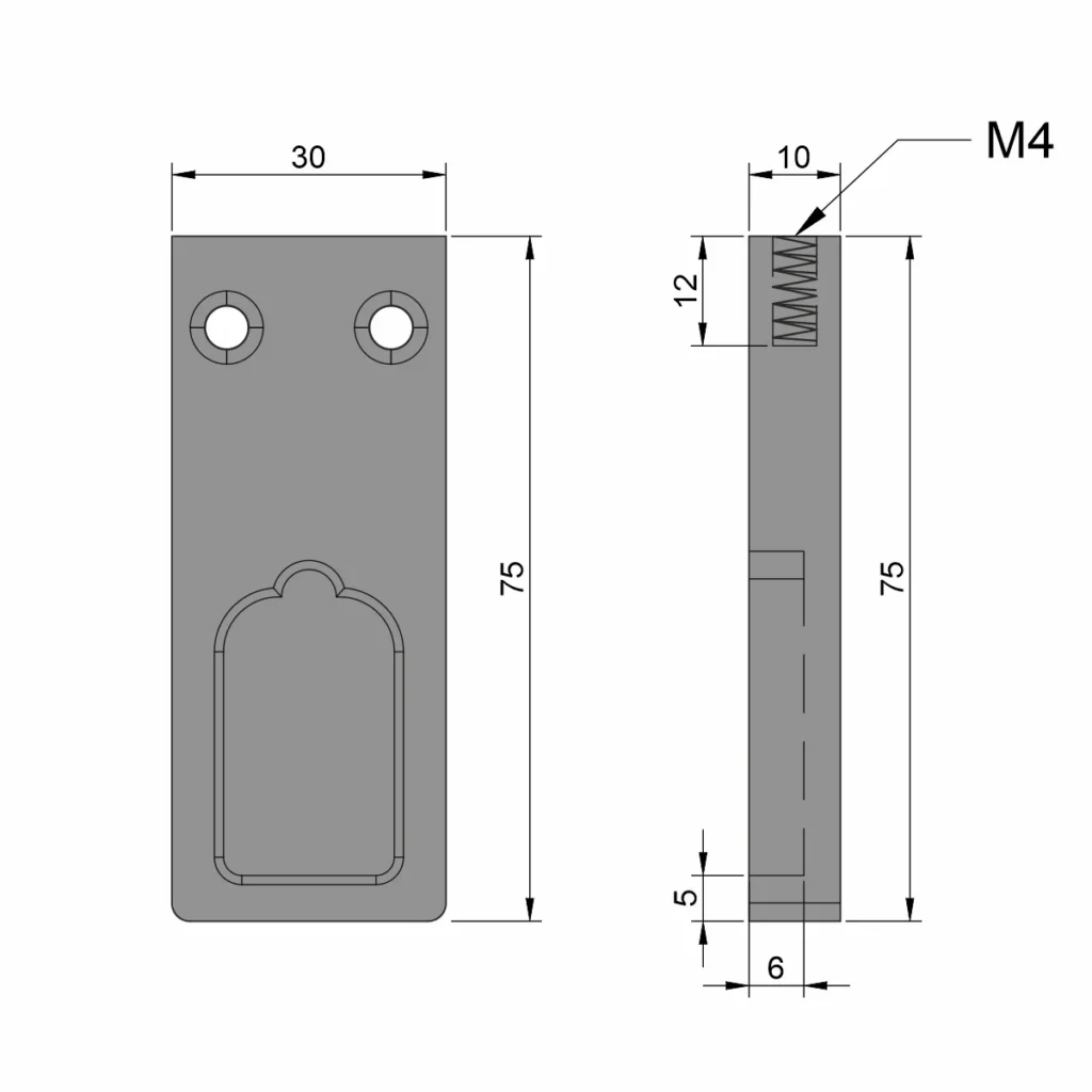 WI bočni nosač gard. šipke CRNA