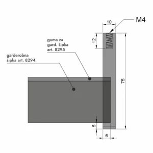 WI bočni nosač gard. šipke CRNA