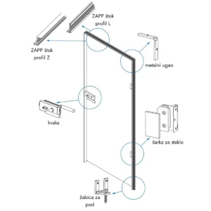 VŠ brava “BRUCE” za staklena vrata