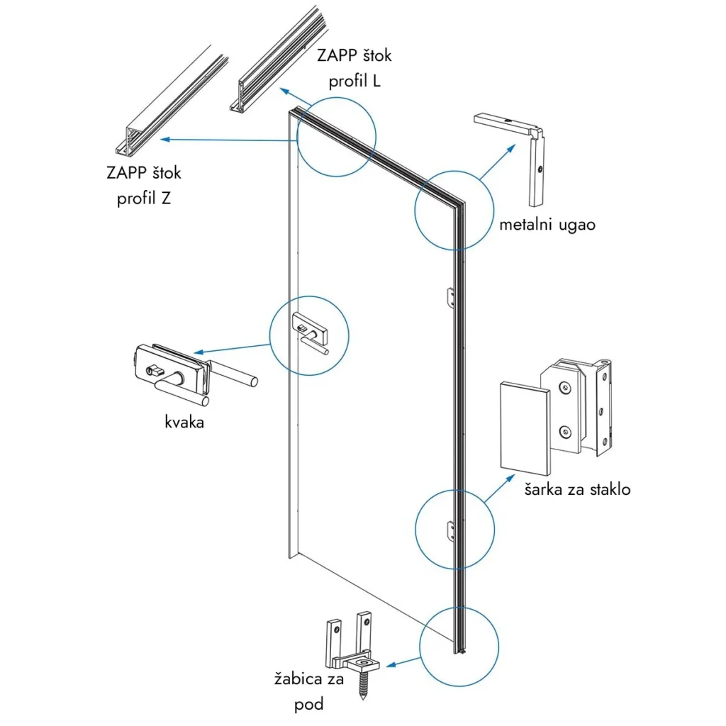 VŠ “ZAPP” kvaka za staklena vrata