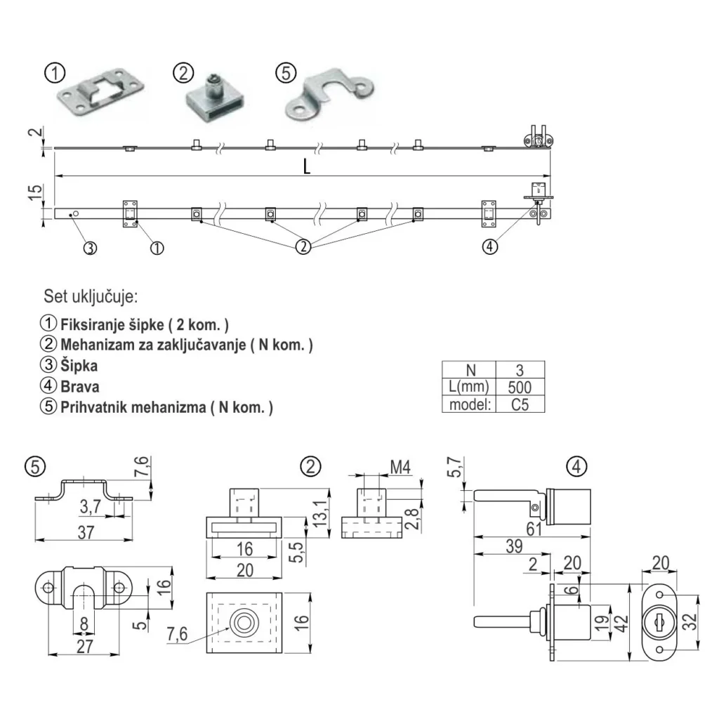 MF bravica 3 fioke centr.L500