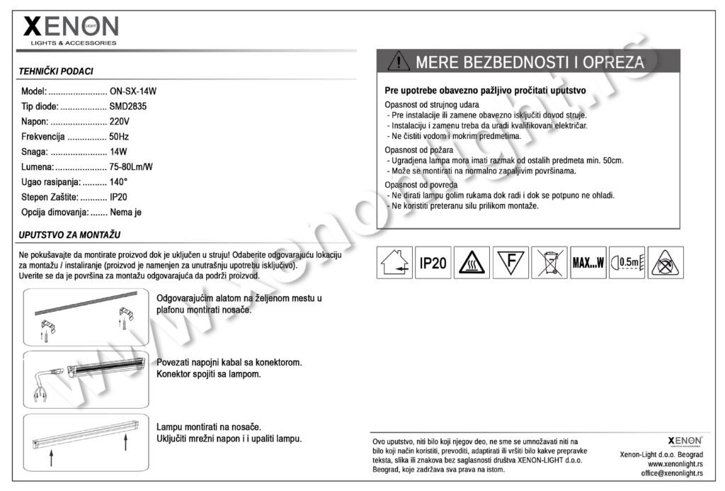 E-X svet.nadg.SX-14W WH STREL