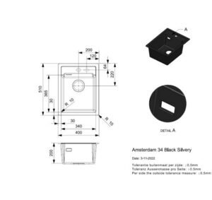 Amsterdam 34 Black Silvery Granite sink