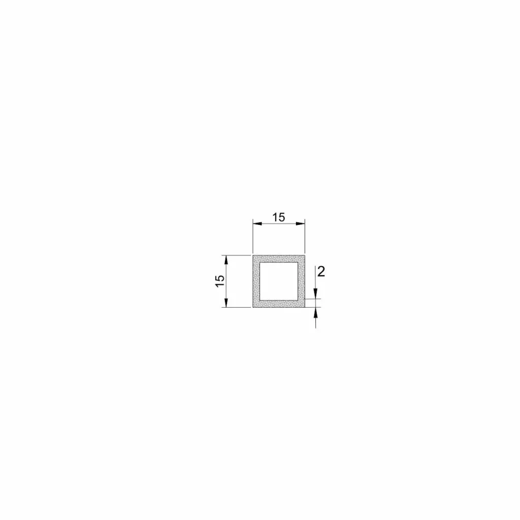 Al profil K 15x15x2,0mm sirovi
