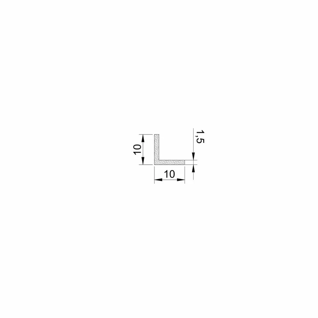 Al profil L 10x10x1.5mm sirovi