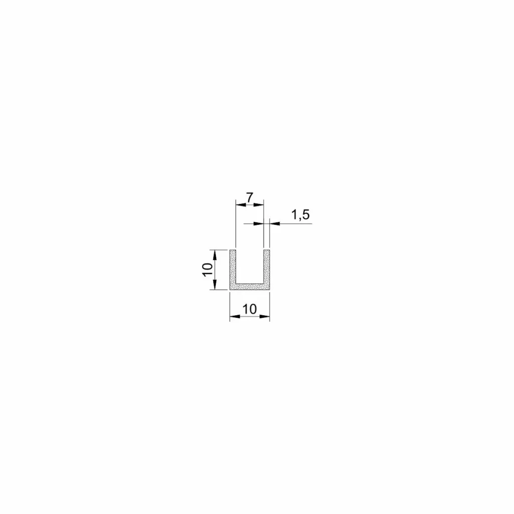 Al profil U 10x10x10x1mm sir.