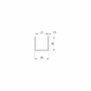 Al profil U 20x20x20x1,5mm sir