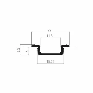 LED U GLAX 1,8 ugradni profil 3m CRNA